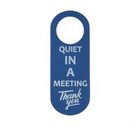 Targhette per porta in pelle PU, double-face, con scritta "Do Not Disturb", per hotel, uffici e dormitori, 22,5 x 8,5 cm, per riunioni silenziose/fuori ufficio/WL (blu silenzioso in una riunione)
