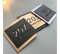 Targhette personalizzate acrilico 3D nero oro Numero civico Segno con nome strada fonte moderna Segno di indirizzo negozio