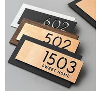 Targhette personalizzate in acrilico 3D, nero e oro, con nome di strada in carattere moderno - Numero civico e segno indirizzo negozio