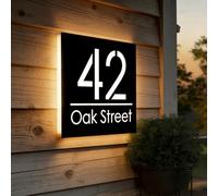 Targhette Personalizzate Per Numeri Civici Da Esterno Con Illuminazione A LED, Numero E Nome Dell'indirizzo Personalizzati, Targhetta Per Porta In Acrilico 3D Impermeabile(15x30cm)