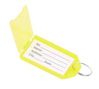 Targhette portachiavi in plastica per bagagli, etichetta identificativa per bagagli, con anello diviso, etichette di carta per chiavi, bagagli, oggetti personali (giallo, 50 pezzi)
