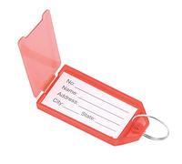 Targhette portachiavi in plastica per bagagli, etichetta identificativa per bagagli, con anello diviso, etichette in carta per chiavi, bagagli, oggetti personali (rosso, 50 pezzi)