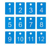 Targhette portachiavi rettangolari numerate, in plastica ABS, numerate, con foro (1-100, blu)