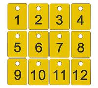 Targhette portachiavi rettangolari numerate, in plastica ABS, numerate, con foro (1-100, giallo)