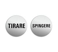 Targhette Tirare Spingere Ø 75 mm Set di 2 Alluminio spazzolato aspetto acciaio inox auto-adhesiva