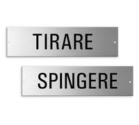 Targhette Tirare Spingere 150 x 40 mm Set di 2 Alluminio spazzolato perforato 2 volte