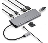 Targus DOCK403GL - Dock mobile dual video con alimentazione EPR da 140 W, Dual HDMI 4K a 60Hz, USB-C e USB-A 10 Gbps, lettore SD/microSD, Gigabit Ethernet, EcoSmart Design