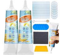 Taricor Kit Di Riparazione Per Piscina, Kit Di Riparazione Gonfiabile In Vinile Da 100 Ml (50 Ml X 2), Kit Di Riparazione Impermeabile Per Vasca Idromassaggio, Kit Con 17 Toppe In Pvc (Trasparente/Blu