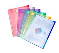 Buste forate con bottone in velcro - PP - A4 - colori assortiti - Tarifold - set