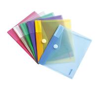 Buste con bottone Tarifold - 602586 Buste in polipropilene con bottone 15x21 cm lisce di colori assortiti in confezione da 6 pz.