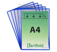 Tarifold Fr 154501- Confezione da 5 buste da appendere per documenti A4 con manico in metallo resistente, in filo di acciaio, colore: Blu (Confezione da 5)