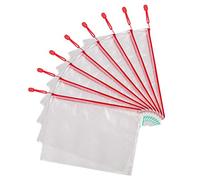 Tarifold Fr 509003 - Confezione da 8 buste in plastica A4, con cerniera, per documenti, cartelline trasparenti, per ufficio, viaggio, scuola, casa, colore rosso