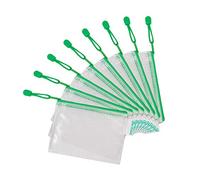 Tarifold Fr 509065 - Confezione da 8 buste in plastica formato A6, con cerniera, per documenti, cartelline trasparenti, per ufficio, viaggio, scuola, casa, colore: verde
