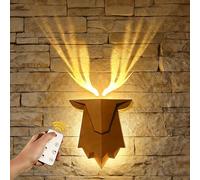 Tarinks Luce notturna a forma di cervo con telecomando, lampada ricaricabile con corna di cervo, lampada da parete dimmerabile con cervo, regalo per donne, uomini, papà, marito, zio, fratello, amico
