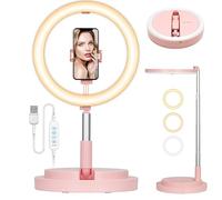 TARION Anello luminoso con supporto: anello luminoso a LED da scrivania da 11,8 '' con supporto per telefono, illuminazione ad anello pieghevole per selfie, foto, videoconferenze, trucco, streaming