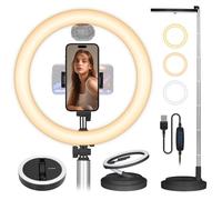 TARION Luce per Selfie Ring Light con Supporto: 12" Luce ad Anello LED con 3 Modalità di Illuminazione e 10 Livelli di Luminosità per Selfie, Foto, Videoconferenze, Trucco, Streaming Live Y3(Nero)