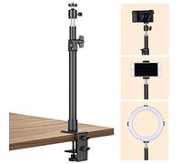 TARION Supporto per Fotocamera da Tavolo con Supporto da Tavolo con Viti da 1/4" per telecamere con Luce anulare Supporto da Tavolo a Forma di L Supporto con Clip per Video in live streaming