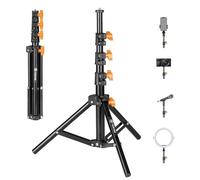 TARION Supporto per lampada 130 cm - Treppiede per lampada in metallo Treppiede da tavolo Treppiede da pavimento per studio fotografico all'aperto Anello luminoso Flash Light