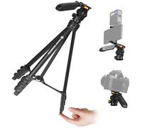 TARION Treppiede per Smartphone e Fotocamera Compatto: Treppiede Fotocamera da Viaggio Portatile Leggero con Testa del Treppiede Rimovibile e Morsetto per Telefono per DSLR Camera Video Vlog Stream
