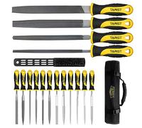 TARIST Set di 17 lime con borsa per attrezzi, include 4 lime in metallo grande, 12 lime ad ago e spazzola metallica, funziona per metallo, legno e altro ancora