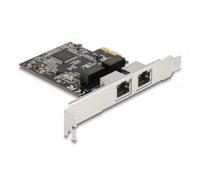 Tarjeta de Red Delock PCI Express x1 2x RJ45 Gigabit LAN 1000 Mbps Argento