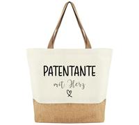 Tarklanda Borsa in iuta e cotone per donna, borsa per la spesa come, regalo di ringraziamento, regali per madrina per compleanni, Natale, Capodanno