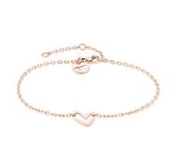 Tarmaris Bracciale da donna in acciaio inox con ciondolo a forma di cuore, regolabile e impermeabile, 21 cm, Acciaio inossidabile, Nessuna pietra preziosa