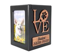 Tarngod nome e data personalizzati, incidere il testo della benedizione, urna personalizzata, urna per animali domestici per cani e gatti, scatola di legno souvenir. (Nero L)