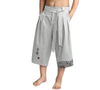 Taro Pantaloni Giapponesi Bambini Ragazzo Baggy 3/4 Pantaloni Corti Taro per Ragazzi in Lino Abbigliamento Kimono Tradizionale Giapponese con Coulisse Pantaloni 4-15 Anni