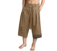 Taro Pantaloni Giapponesi Bambini Ragazzo Baggy 3/4 Pantaloni Corti Taro per Ragazzi in Lino Abbigliamento Kimono Tradizionale Giapponese con Coulisse Pantaloni 4-15 Anni