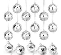 Tarocat 12 Pezzi Sfera A Specchio Palla Discoteca, 5 cm Discoteca da Appendere Palline, Sfere Riflettenti A Specchio da Discoteca, Palline D'Argento Glitterate da Discoteca
