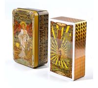 Tarocchi Art Nouveau Dorati da 10,3 * 6 cm in Una Scatola di Latta con Guida 78 Pezzi Golden Art Nouveau Tarot