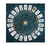 Tarocchi Cloth, Divination Cards Mat, Soft Flannel Fabric & Square Altars Pad Horoscope Board Style, Reading Card Clothes for Oracle Deck & Altar Setup, Color Purple Red Or Light Green