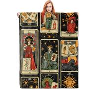 Tarocchi Coperta di flanella, Tarocchi Carte Regali, Coperta mistica per gli appassionati di divinazione donne, morbida e leggera Tarocco Coperte per letto Decorazione della casa 127 x 152,4 cm