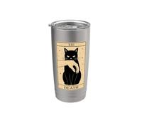 Tarocchi Gatto Nero Morte Stregoneria Halloween Gatto Tarocchi Bicchiere termico in acciaio inox doppia parete