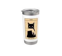 Tarocchi Gatto Nero Morte Stregoneria Halloween Gatto Tarocchi Bicchiere termico in acciaio inox doppia parete