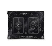 Tarocchi in tela con cerniera, luna celeste mistica stelle nessuno nero portatile con cerniera piccola borsa per la cura della pelle per viaggi, vanità, bagno e borsa organizer, nero, 7x9 Inch
