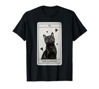 Tarocchi Minimal Black Cat - The Lovers Card Artwork V3 Maglietta