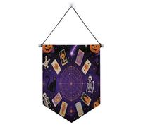 Tarocchi misteriosi viola per Halloween decorazioni di Halloween banner gancio per parete con asta telescopica banner per feste per esterni appeso decorazione da parete per porte, pareti, finestre