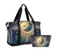 Tarocco bohémien astrologia colorato sole e luna grande borsa per il weekend con tracolla regolabile per yoga multifunzionale, tarocchi bohémien astrologia sole e luna colorati, taglia unica, Tarocchi