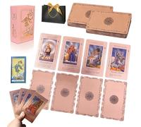 Tarot Cards for Beginners Rose Gold Tarot Cards, Witchy Cauldron Rose Gold Tarots Card with Guide Book, 78 Waterproof Wrinkle Resistant Foil Tarots Decks, Includes Chakras Planets (2Sets)