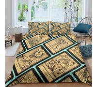 Tarot cardscopripiumino microfibra morbida 3 Pezzi stampa 3D cerniera nascosta Vintage mystical design Set Di Copripiumino con federe per cuscini traspirante for adulti Super king（260x220cm）