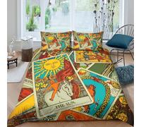 Tarot cardsSet Di Copripiumino morbida microfibra 3 Pezzi stampa 3D con cerniera Vintage mystical art copripiumino incluso federe aiosa ultra morbido for ragazze Single（140x200cm）