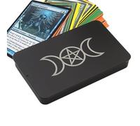 Tarot Deck Box, Iron Card Storage Case, Lightweight Strong Protector, Scratch Resistant Metal Shell, Secure Snaped Closure for School, Traveling, Indoor, Outdoor, Family Gathering, Picnic, Game Night