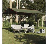 Tarp verde oliva, 506 x 306 cm, impermeabile, antivento con occhielli per tettuccio da campeggio e telo da pavimento, facile da trasportare, in borsa per il trasporto