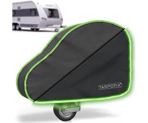 Tarpofix® Copritimone caravan con strisce riflettenti - Copri gancio roulotte universale per roulotte con doppia chiusura a scatto - Copri gancio traino per rimorchi con gancio