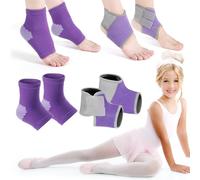 Tarpop 2 paia di stecche per caviglia per bambini, stabilizzatore per piedi, protezione a maglia, calze a compressione per prevenzione degli infortuni viola