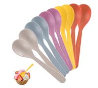 Tarqite 10 cucchiai per uova in plastica, 14 cm, in plastica colorata, riutilizzabili, piccoli cucchiai in PP con design rotondo per cucina, zuppe, bevande, gelato, yogurt, congee