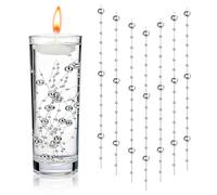 Tarqite 18 candele galleggianti in argento, perle galleggianti, perle d'acqua, ghirlande di perle per vaso, riempitivo per bottiglie d'acqua, matrimoni, gioielli per capelli (1,3 m)