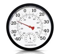 Tarqite Termometro igrometro analogico 2 in 1, per interni ed esterni, senza batteria, con grandi cifre leggibili, per casa, serre, giardini, diametro 25 cm